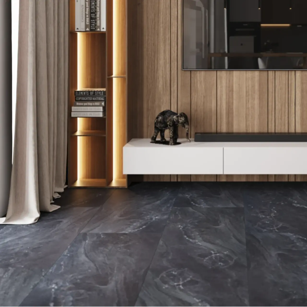 Кварцвинил Vinilam Ceramo Vinilam Stone 91910 Неаполитанский Черный