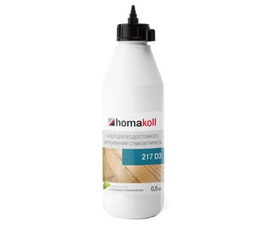 Клей для водостойкого склеивания стыков паркета Homakoll 217/D3 0,5 кг.